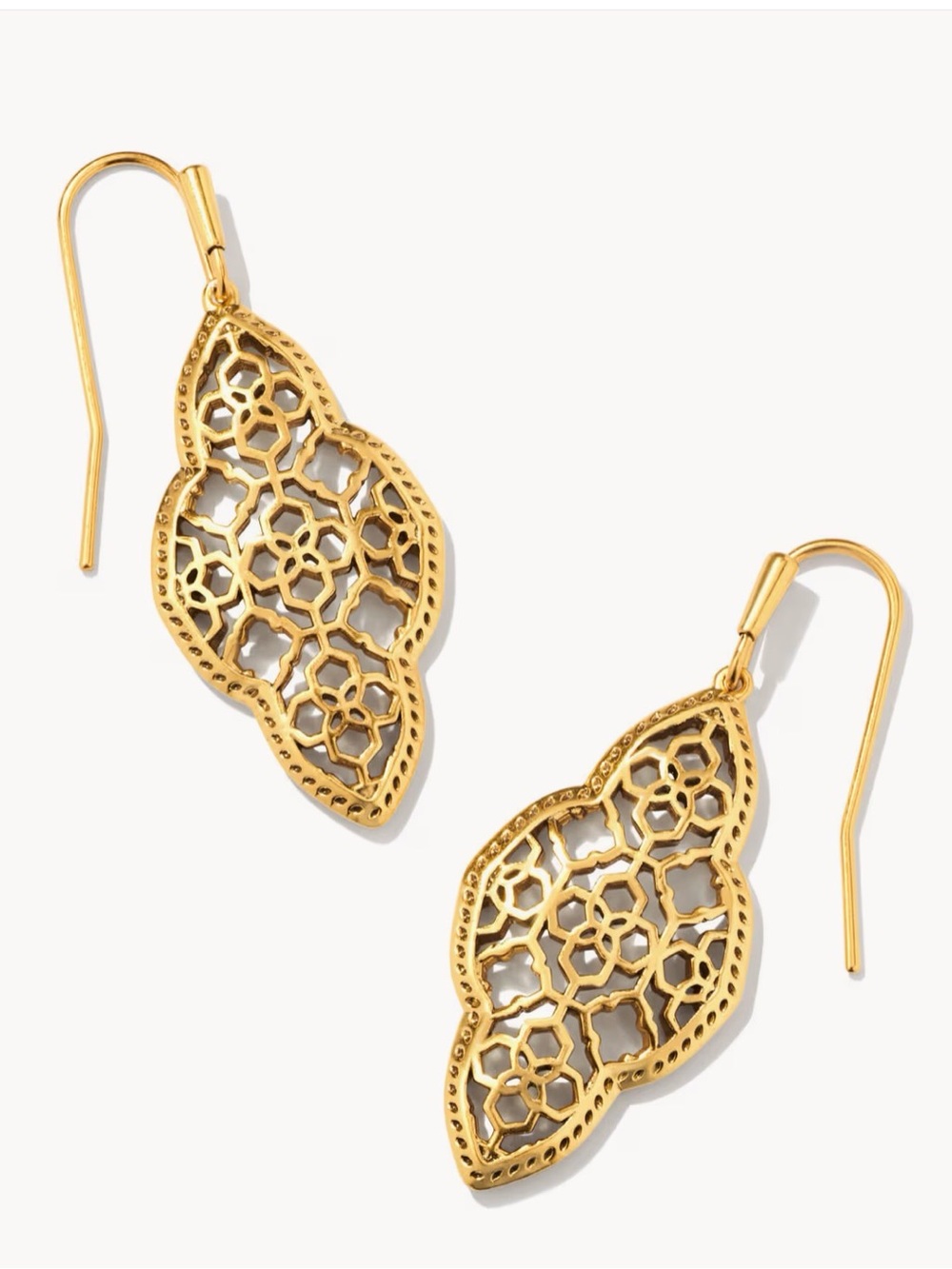 Kendra Scott “Addie” Gold Filigree Lattice Drop Earrings